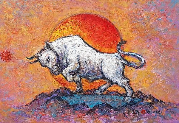 '흰소아리랑' 40x30 cm  Acrylic  on  canvas 2021