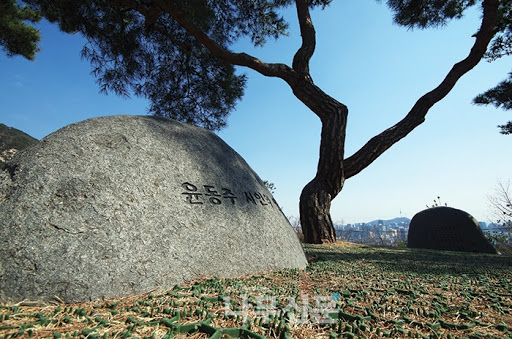     사진-한겨레 포토  ----윤동주 시인의 시비!
