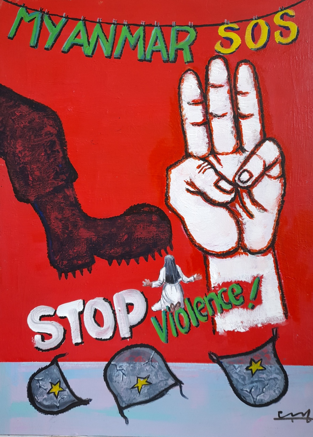  '미얀마 민주화를 위하여' 40x30cm  Acrylic  on  canvas  2021