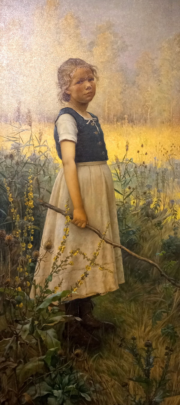 Shepherdess at Vallangoujard (Seine-et-Oise) / Oil on canvas. / 235.5 x 100.5 cm