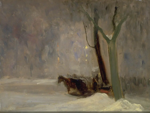 Winter Street Scene(1911-1912 / Oil on wood / 26.4 x 34.9 cm)