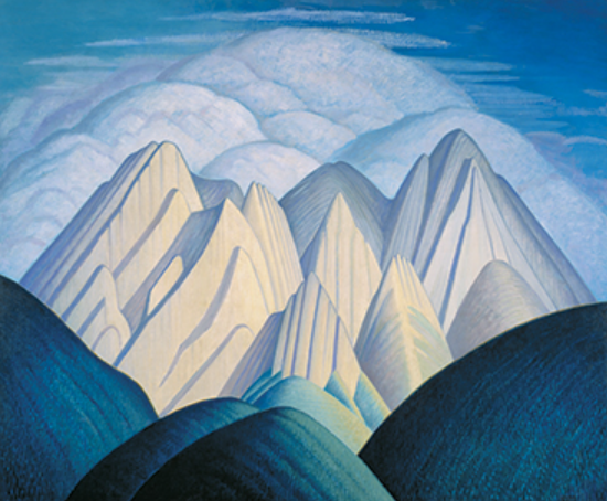 Untitled (Mountains Near Jasper) /oil on canvas / 27.8 x 152.6 cm(출처 : https://www.gallery.ca/magazine/your-collection/examining-canadian-identity-up-close-lawren-harris-and-the-great-white)