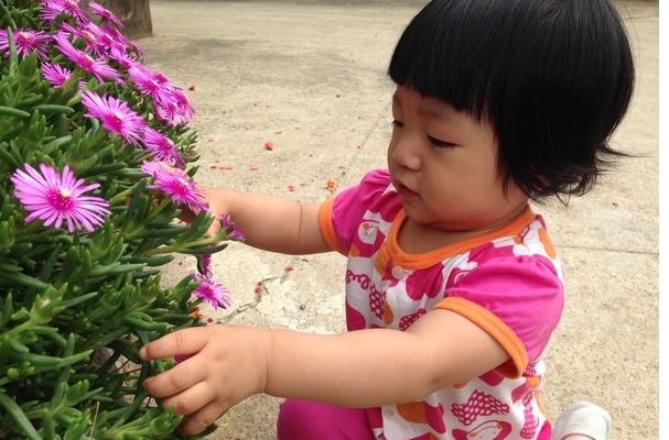 2015년 8월, 시댁 앞마당에서, 갓 돌이 지난 첫째 딸