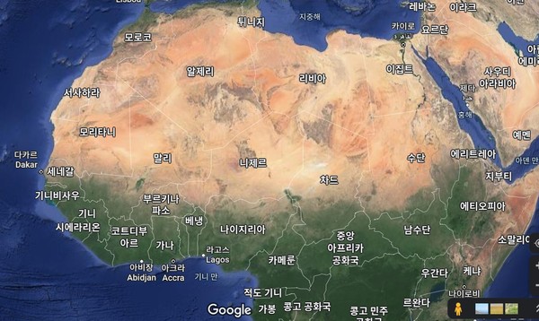 북부 아프리카 지역의 지도. ⓒ 구글맵