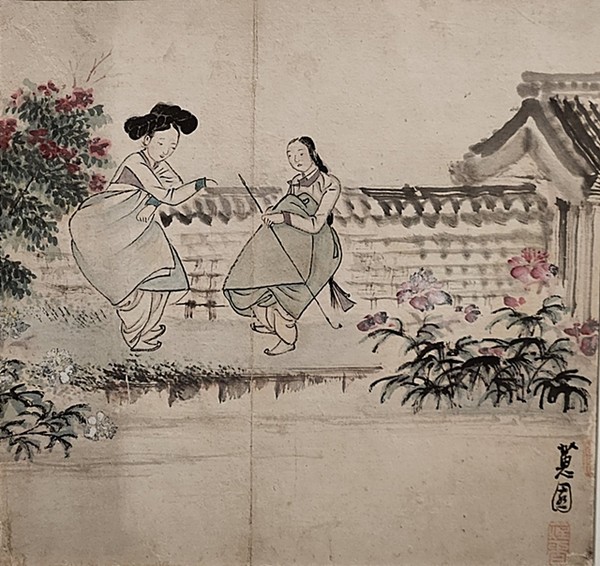 신윤복(申潤福, 1758-?)의 <후원여인도(後園女人圖)>