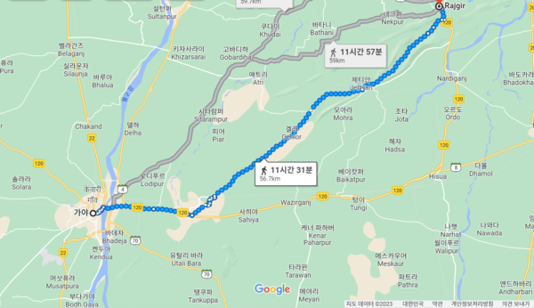 가야(Gaya)에서 라즈기르(Rajgir)로 걸어가는 코스@@생명탈핵실크로드 순례단