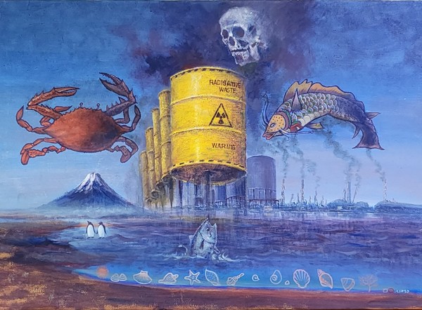  후쿠시마의 비극(73* 91cm  Acrylic on canvas  <2023? & ! 전> 출품작 57 th)