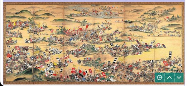 일본의 역사적 사건인 세키가하라 전투를 그린 그림