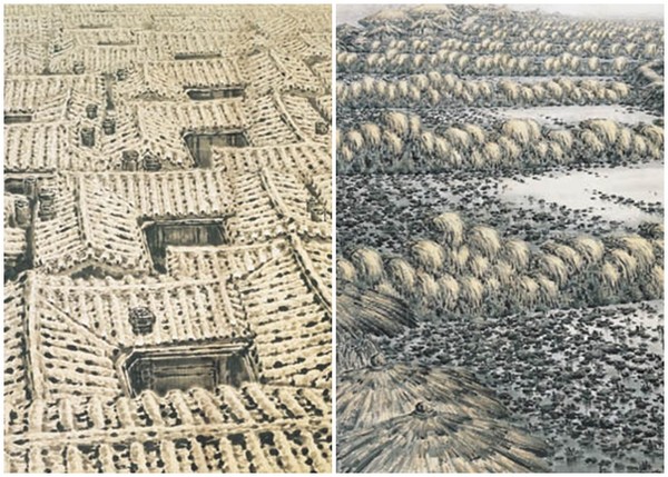 ▲ 왼쪽 부통령상 수상 작품 <잔설(殘雪)> 1958 종이에 수묵, 오른쪽 대통령상 수상 작품 <맑은 날(晴日)> 1959 종이에 수묵(출처 : https://www.mmca.go.kr/study/study14/study14_d6.html)