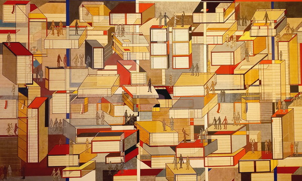 ▲ <첩첩서중(Lost in Books)>. 옻지, 분채, 봉채, 먹