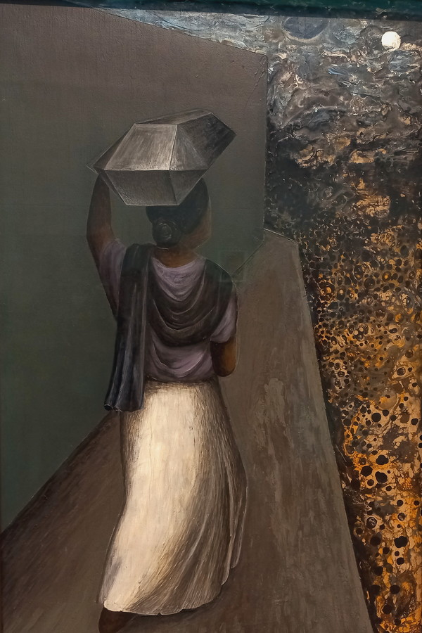 ▲ 'Woman Carrying a Coffin',1936작, 80.01 × 57.15 × 3.18 cm,  Paintings Cellulose nitrate and oil)