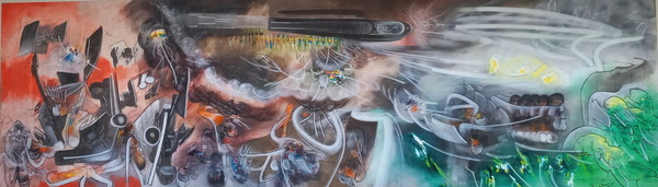 ▲ 1965-1966에 제작된 'Burn, Baby, Burn'(캔버스에 유채, 298 × 981 × 5.08 cm)