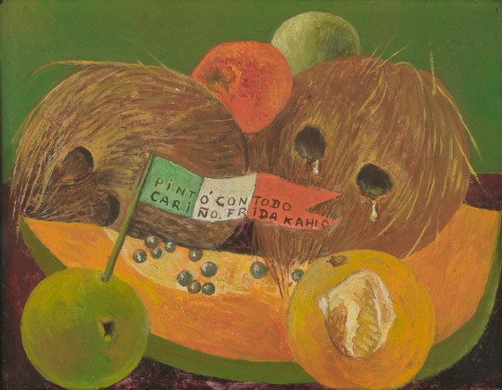 ▲ 'Weeping Coconuts' (1951년 작품. 나무 판자에 유채. 35.56 × 42.55 × 6.35 cm)