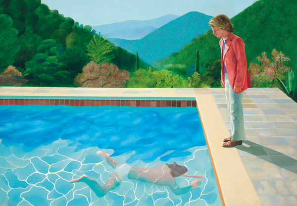 ▲ 'Portrait of an Artist (Pool with Two Figures)' 1972년 작,  캔버스에 아크릴, (2.1m × 3.0 m), 사진 출처 : https://en.wikipedia.org/wiki/Portrait_of_an_Artist_(Pool_with_Two_Figures))