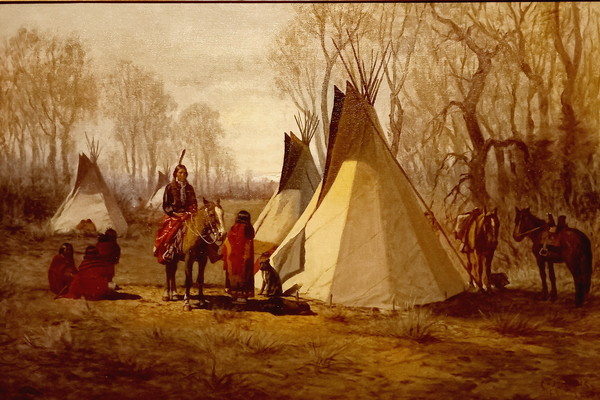  ▲ 응컹그그레이 유트족의 보금자리(Uncompahgre Ute Indian Camp) / 1893년경 작/ 캔버스에 유화