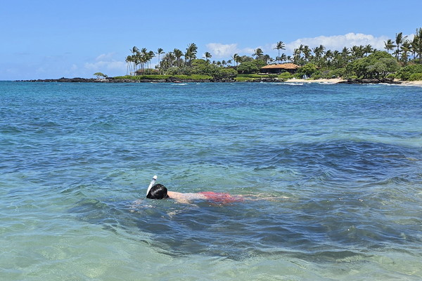 ▲ 투명하게 맑은 물에 스노클링을 즐기는 아이들 