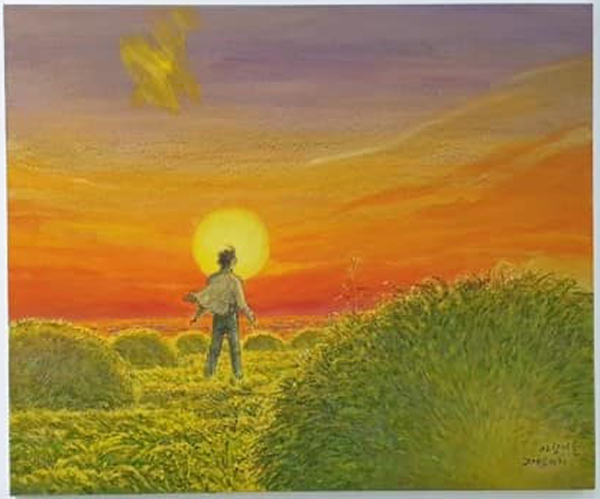 김민기 음악 50주년 전시회 그림 2 <아침 이슬>  /  그림 : (한겨레온 필진) 박재동 화백