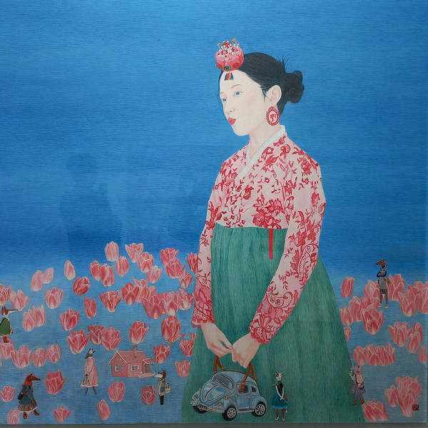 ▲ <재미 + 있다> / 2024년 작 / 장지에 분채