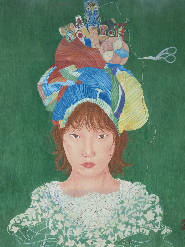 ▲ <그녀 이야기(바느질은 사랑을 꿰는 일 > / 2000년 작 / 장지에 분채