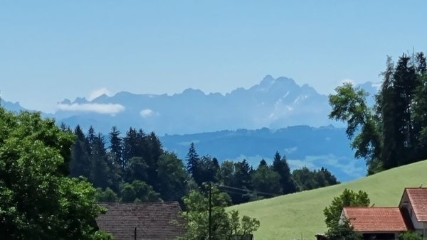 드디어 알프스의 실루엣이 보이기 시작한다.