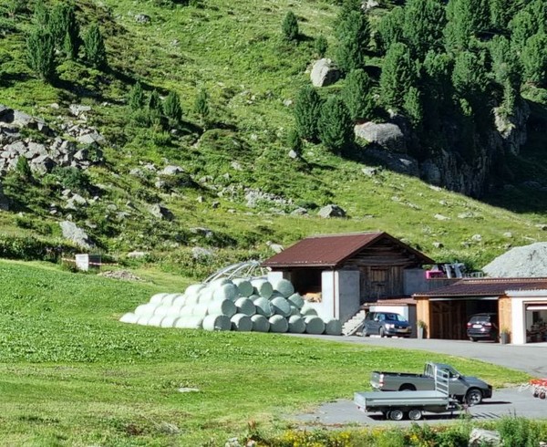 이 농가는 그 풀들을 묶은 곤포를 잔뜩 쌓아두고 있다. 우리도 볏짚을 이렇게 곤포로 압착해서 약간 발효시킨 다음 소에게 사료로 준다. 논에서 순환되어야 할 볏짚을 빼앗아 가기 때문에 생태적으로 바람직하지 않은 반면, 여기에서처럼 자연목초지에서 벼과나 콩과의 잡초를 베어서 사료용 곤포로 만드는 것은 생태적으로 자연스러워 보인다. 