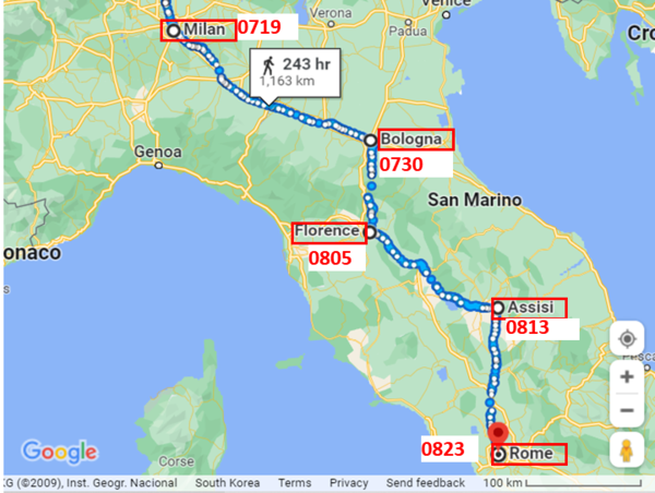 이제 피렌체(Florence)를 떠나 아씨시(Assisi)로 향한다.