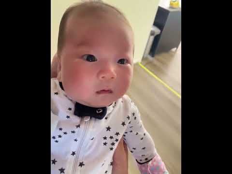 ▲ 49일 된 손주. 손님을 보고 눈이 동그래졌다. (25. 07. 21)