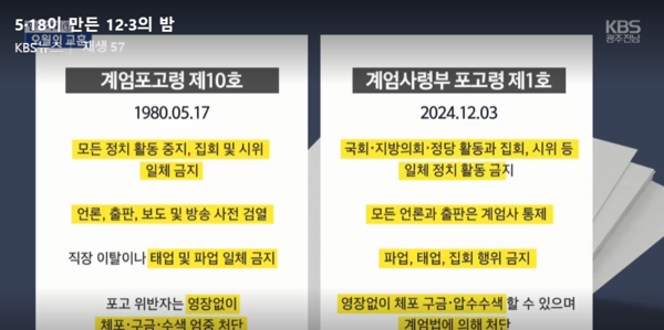 KBS 광주, ‘5·18이 만든 12·3의 밤’에서 갈무리, 2025. 5. 12.